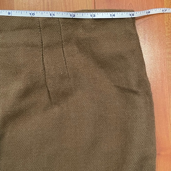 Poema USA Brown Wool Skirt with Black Belt at Bottom of Peplum Skirt - Picture 5 of 7